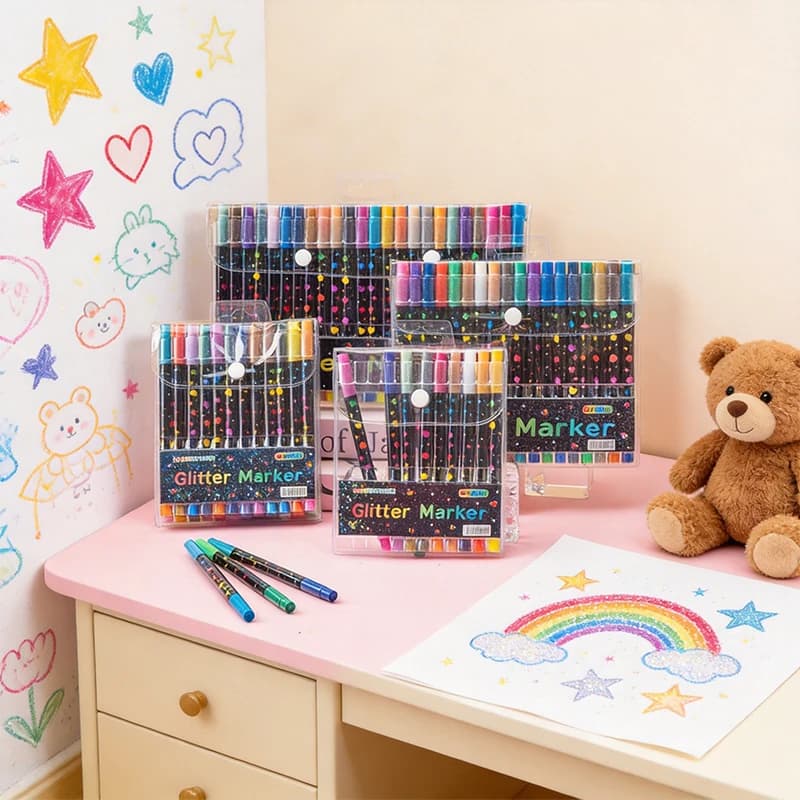 24/48/72/96 Colors Dual Brush Tip Glitter Art Markers Metallic Paint Marker Pens Set DIY Crafts Scrapbooking, Card Making, Album