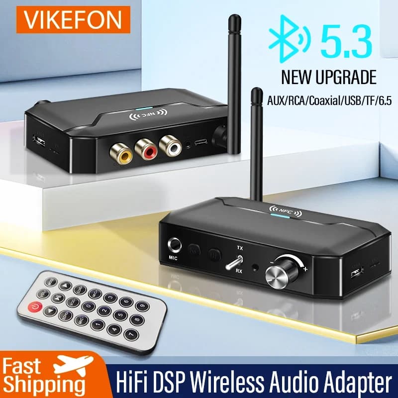 Ricevitore trasmettitore Audio Bluetooth 5.3 NFC 3.5mm AUX/RCA/USB/TF/coassiale/6.5MM microfono adattatore Wireless Karaoke HiFi Stereo