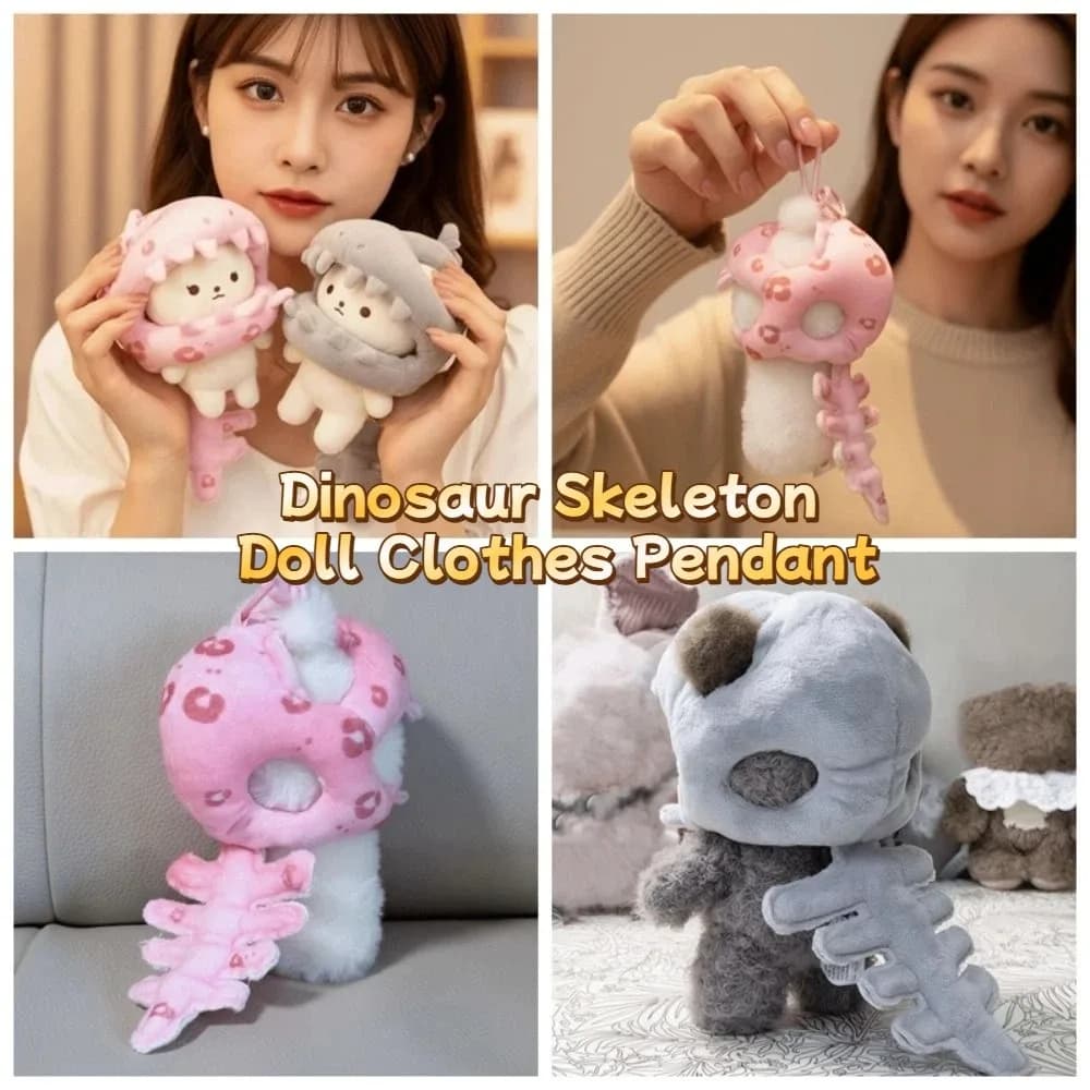 With Lanyard Dinosaur Skeleton Plush Pendant Plush Hoodie Grey / Pink Quirky Bag Charm Washable Cotton Lightweight