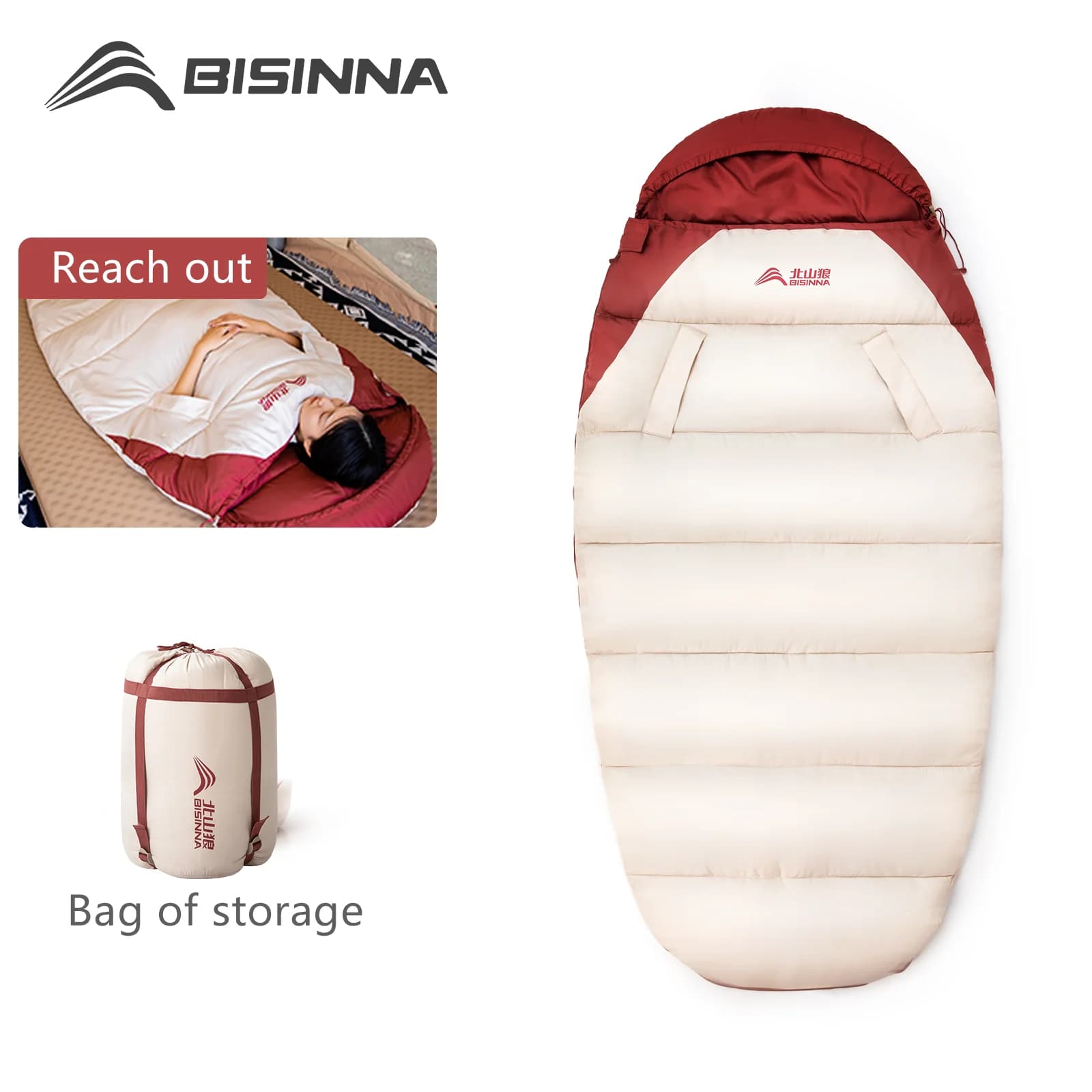BISINNA XL Light sleeping bag for warm and cold climates 3-4 seasons for adults Waterproof wearable sleeping bag