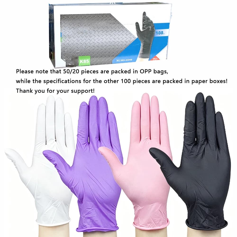 Guanti monouso in nitrile da 400/200/100/50/20 pezzi per uso domestico, parrucchieri, pulizie, lavaggio piatti e guanti per tatuaggi
