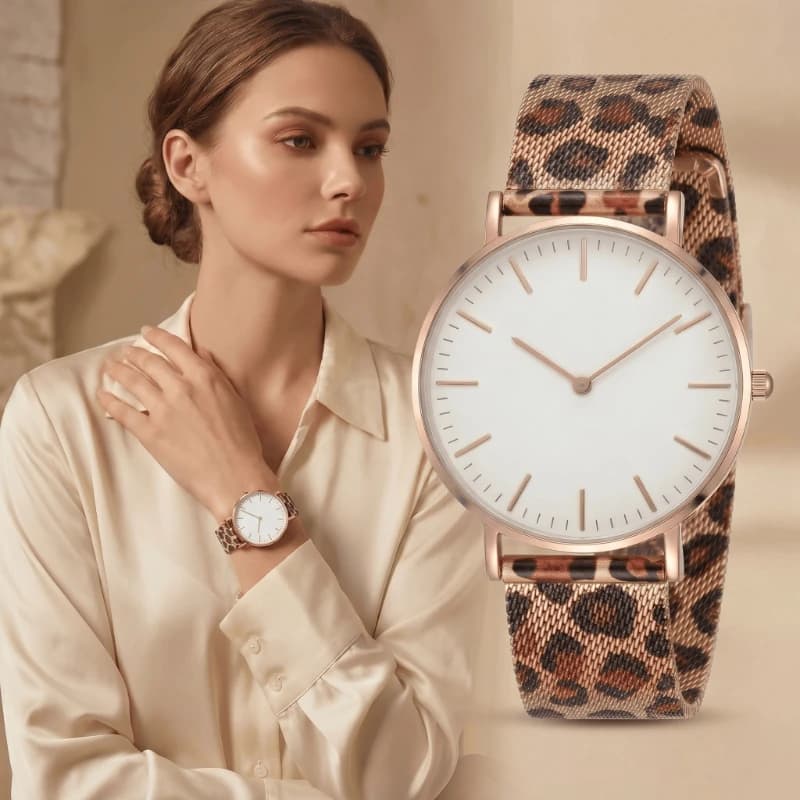 Nuovo Orologio da Donna 2026, Lussuoso e Unico con Cinturino in Metallo Motivo Leopardato, Orologio al Quarzo per Donna, Elegante e Semplice Orologio da Polso da Donna