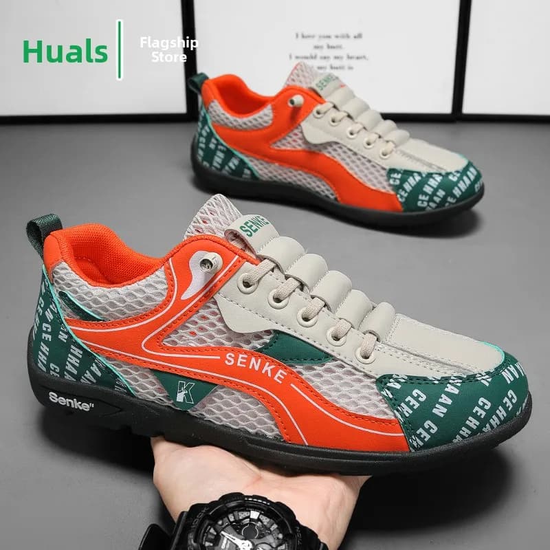Men's Breathable Mesh Sports Shoes Summer New Style Versatile Casual Slip-On Running Shoes Korean Version Low Top Rubber Outsole