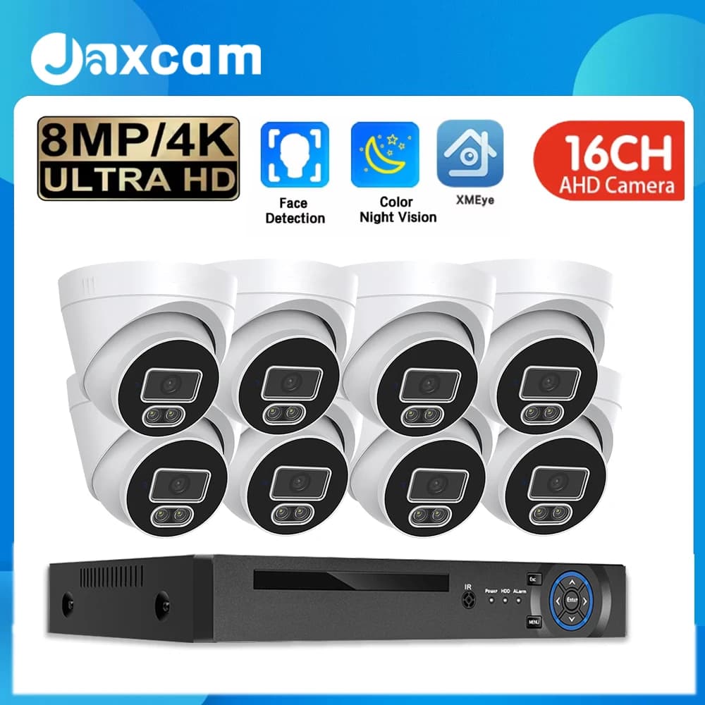 XMEye 16CH 4K AHD DVR Kit Telecamera OutdoorSecurity Set Rilevazione movimento Video sorveglianza Sistema di telecamere di sicurezza CCTV a 8 canali