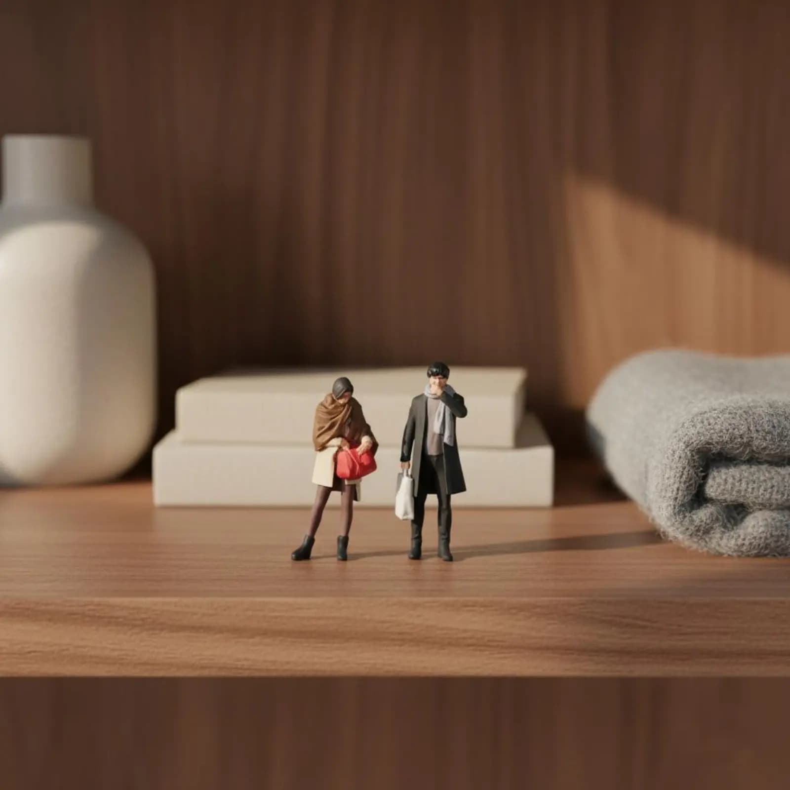 Set di 2 bambole con abiti invernali caldi, caratteristiche realistiche, personaggi in scala 1:64, set di figure in scala 1:64, design realistico