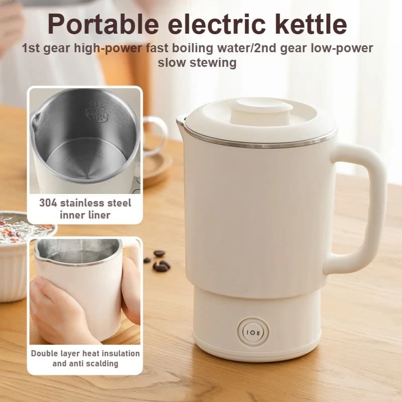 Bollitore elettrico portatile per alloggiamento, pentola in acciaio inossidabile per viaggi rapidi, piccolo piroscafo elettrico per cucina domestica
