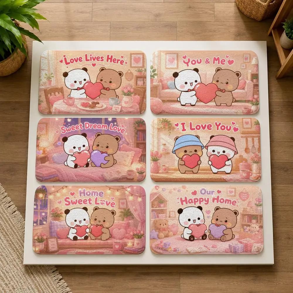For Love Cartoon Bubu & Dudu Floor Mat Doormat Hallway Carpet Living Room Rugs Bath Floor Mats Home Decor