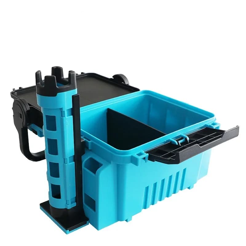 2026 Multifunctional Double-Layer Fishing Toolbox with Pole Frame Popular Double-Layer Storage for Fishing Tackle and Boxes