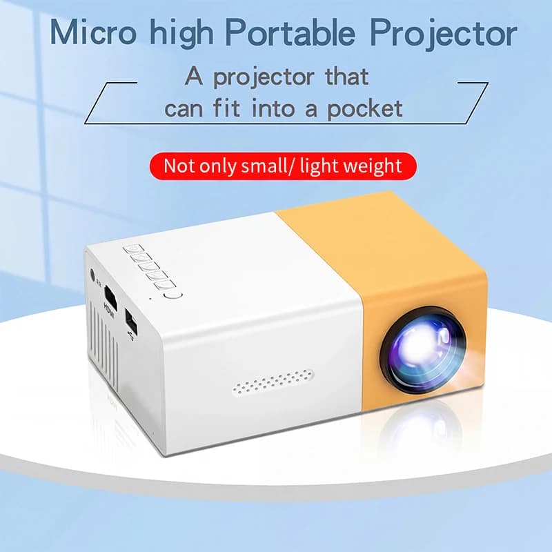 YG300 Proiettore HD portatile per home theater, supporta connessione AV USB, display con sorgente luminosa a LED, compatto e non occupa molto spazio