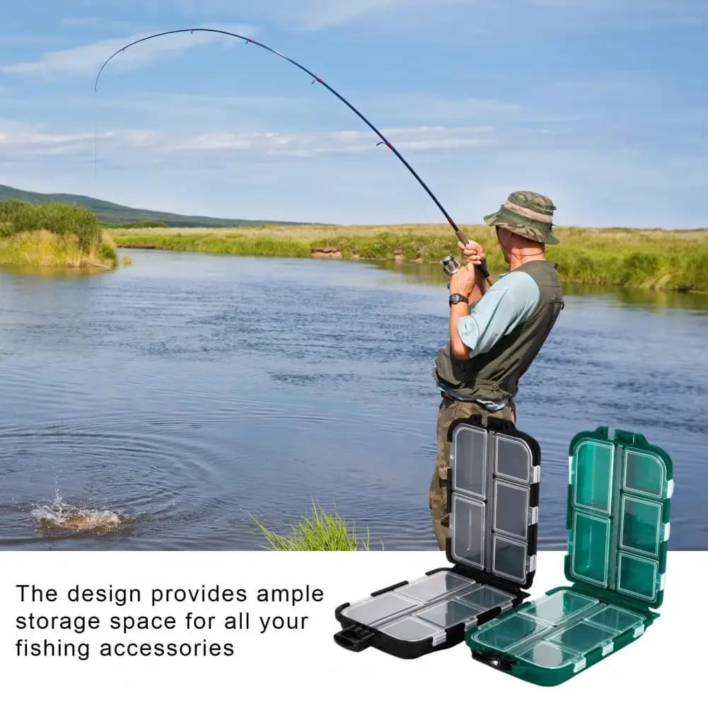 Bait Hook Storage Case Portable Double-sided Fishing Lure Box with 10 Compartments for Soft Hard Bait Hooks Angling Tools Gear