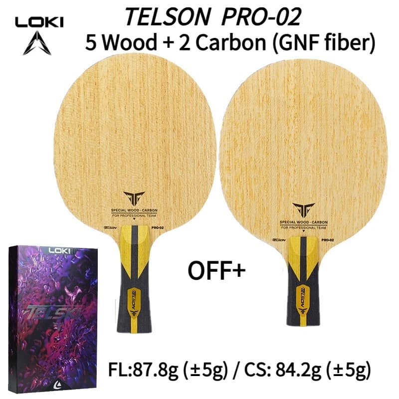 LOKI PRO-02 7-Ply Table Tennis Racket Blade 5 Wood + 2 Carbon GNF Fiber Koto Face Material Kiri Core Ping Pong Paddle with Box