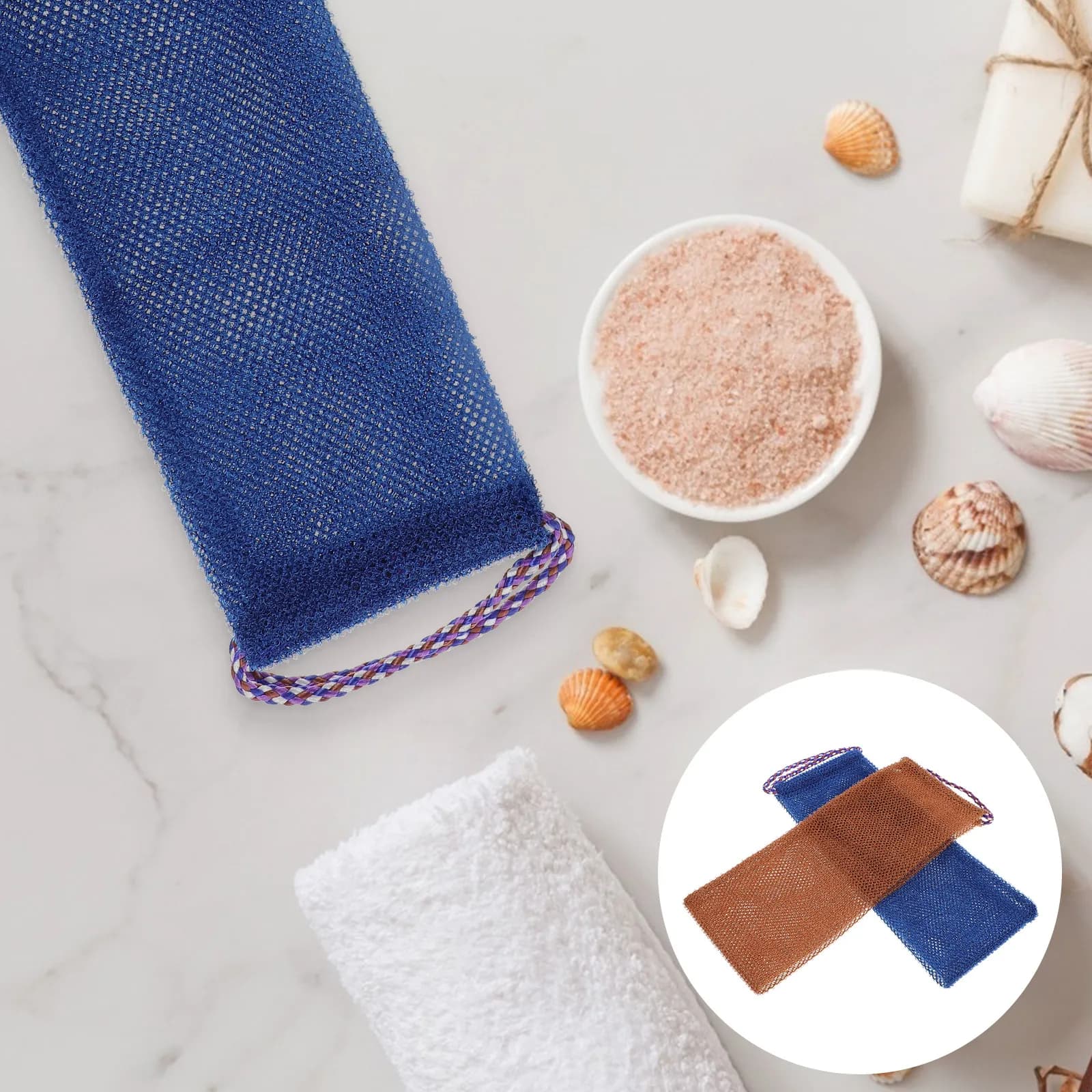 Set di 4 Asciugamani Esfolianti per il Bagno, Strisce Lunghe per Doccia, Comodi Scrub per la Pelle, Morbidi Asciugamani per la Pulizia del Corpo