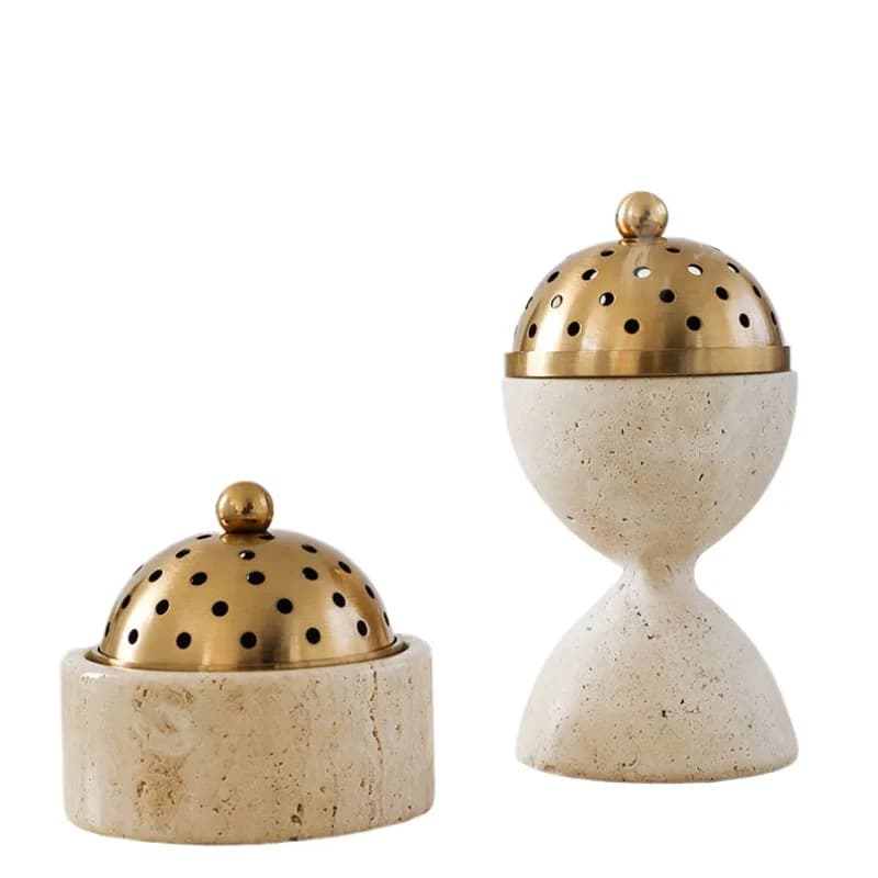 Porta bastoncini di incenso moderno in marmo pietra calcata beige naturale per bagno