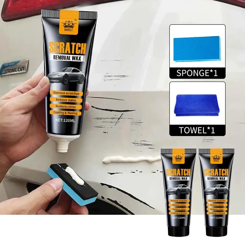 Kit Completo per Rimozione Graffi Auto 120ml con Spugna e Panno | Rimuove Graffi e Macchie, Ripristina la Lucentezza, Soluzione Tutto-in-Uno per la Cura dell'Auto