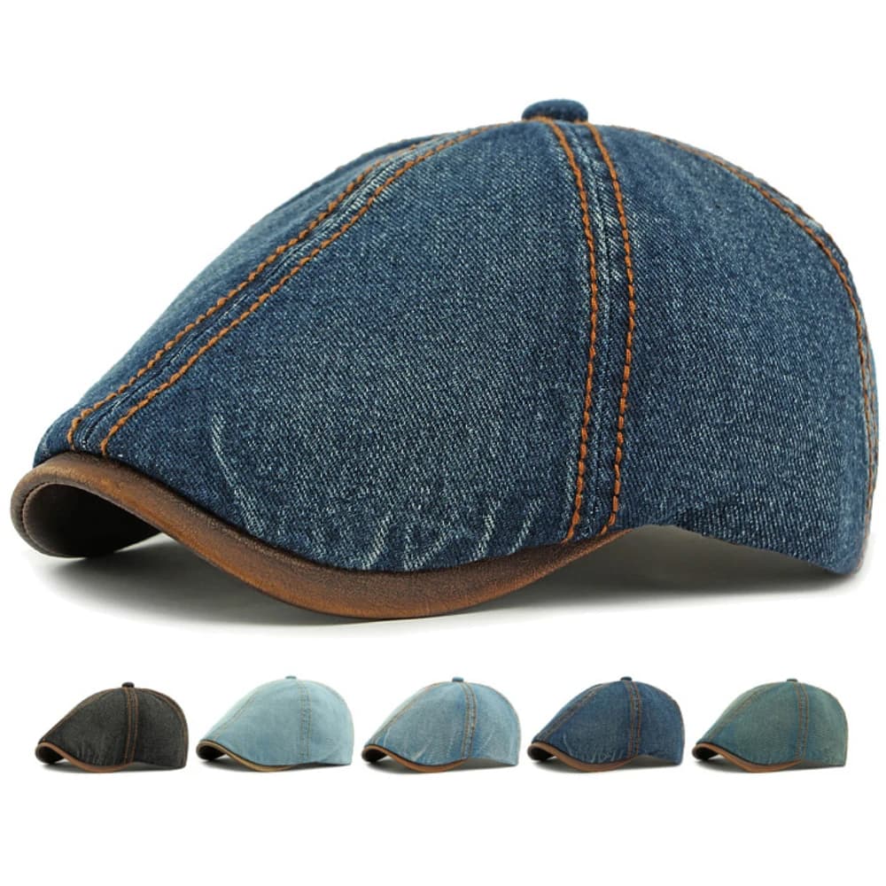 HT4735 Berretti per Uomo Donna Vintage Artista Pittore Berretto Ottagonale Cappello 6 Pannelli Denim Ivy Berretto Piatto Maschio Femmina Primavera Berretto