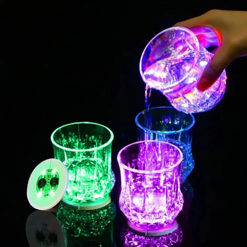 Adesivo per sottobicchieri a LED Puntelli per atmosfera da night club Adesivi per bottiglie di vino Luci Festa della birra Sottobicchiere in vetro luminoso per bottiglie di vino rosso