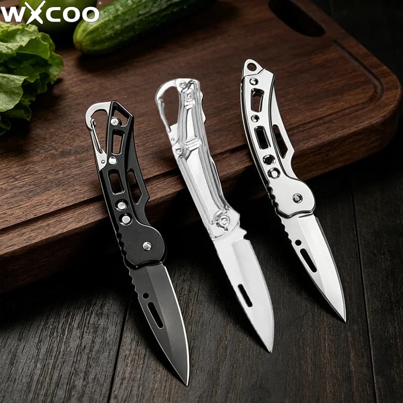 WXCOO Professional Folding Knife Household Stainless Steel Fruit Pocket Knives Fruit Paring Kitchen Knife with Non slip Handle