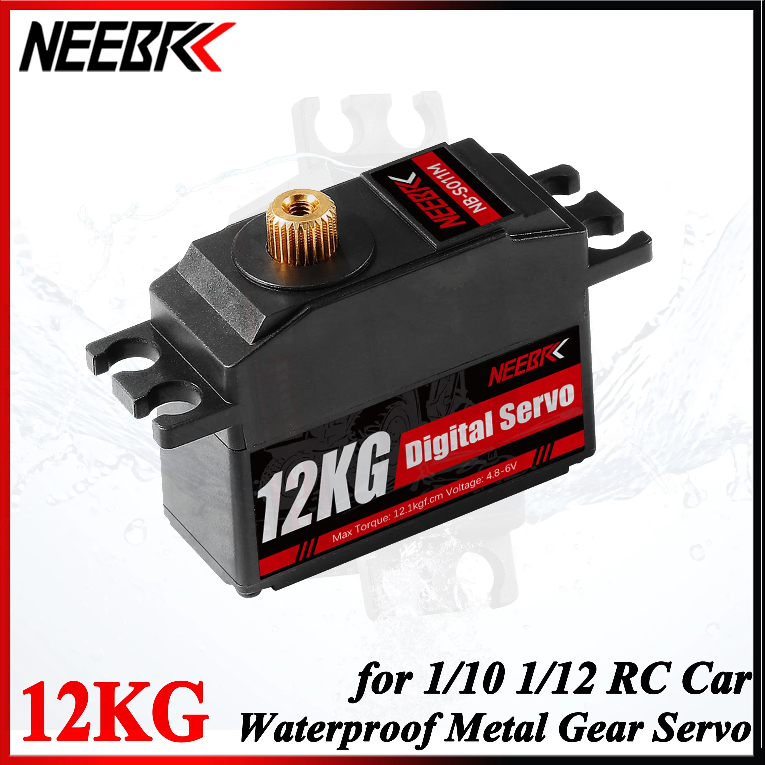 NEEBRC 12KG Metal Gear Waterproof Servo for 1/12 1/14 RC Car Crawler Monster Plane Wltoys 12428 WPL MN86 MN128 Upgrade Part