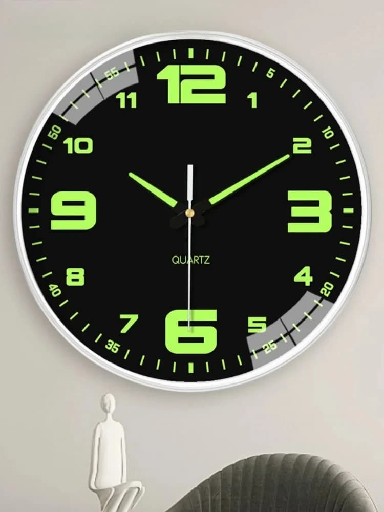 8 Inch Wall Clock Luminous Clock Living Room Decorative Wall Clock Stylish Silent Hole-Free Wall Clock Quartz Clock