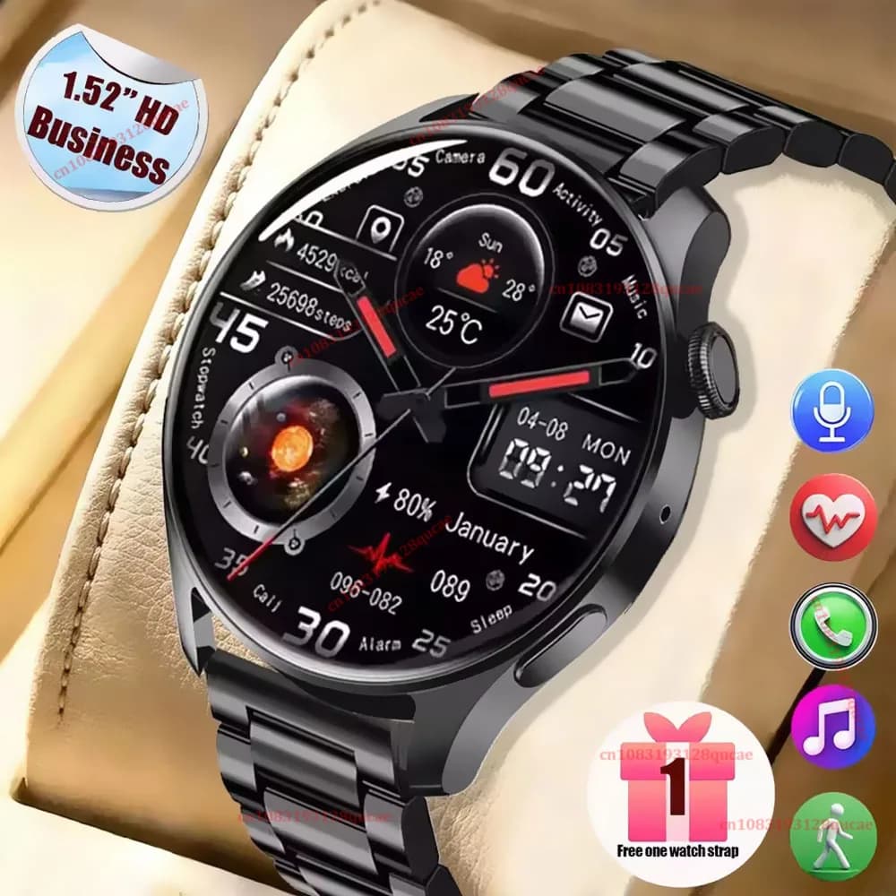 New Smartwatch for Business with HD Display, Health Monitoring, Bluetooth Calls, Vocal Assistant, Sports Functions, BT Camera, Smartwatch Hw12