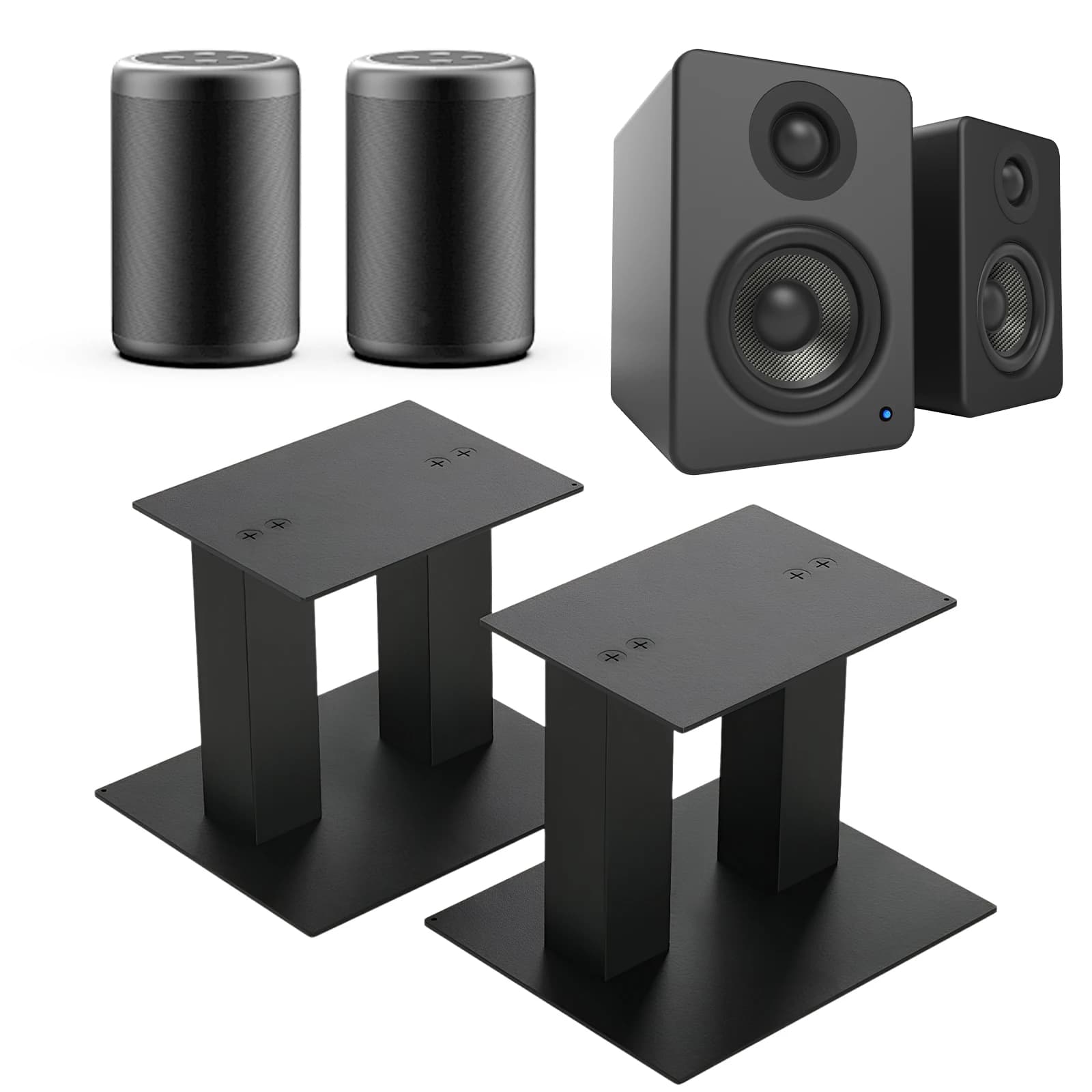 1 Desk Speaker Support Pole Up to 11 Kg, Steel Supports for Studio Monitors and Shelf Speakers