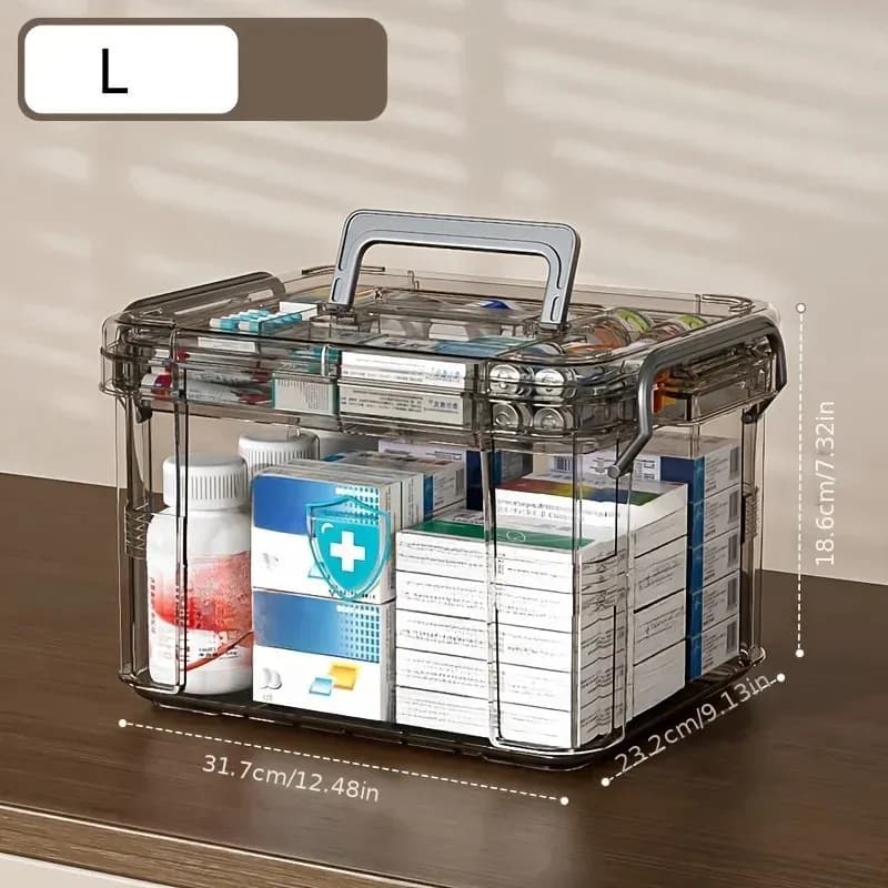 1-2Pcs Clear Medicine Organizer Box Empty Plastic First Aid Kit With Tray Thickened Medical Storage Chest Container With Handle