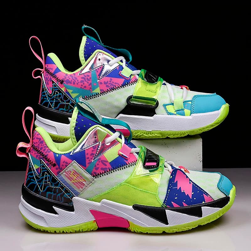 Men's Breathable Lightweight High-Top Basketball Shoes - Geometric Pattern Design, Suitable for Running, Training, and Casual Wear - Unisex Stylish Sneakers - Perfect Gift for Him, Durable Basketball Gear, Athletic Shoes