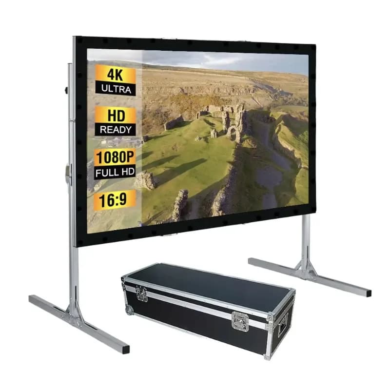 High Quality 200 Inch 16:9 Portable Matte White Quick Fold Projector Screen Foldable 4K HD for Outdoor Movie Projection