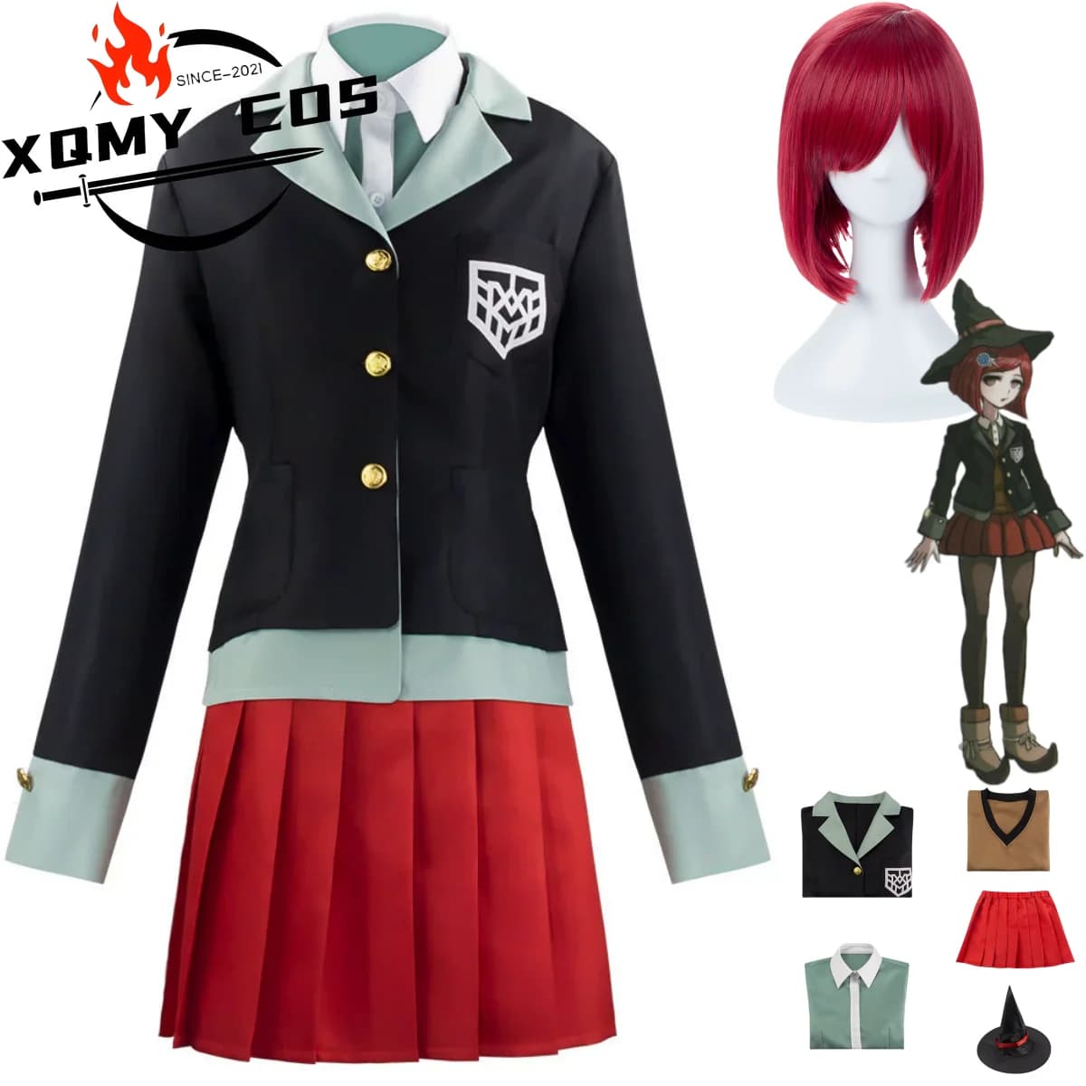 XqGame Yumeno Himiko Cosplay Costume Anime Mago Black Uniform School Coat Gonna Hat Woman Cute Christmas Halloween Dress