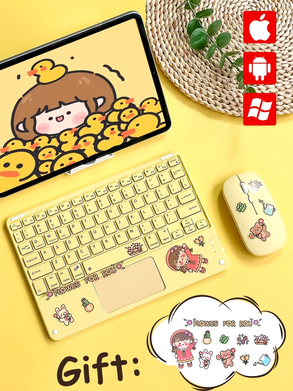 Tablet Android IOS Windows Per iPad Tastiera Mouse Wireless Bluetooth Teclado Pro Air per Xiaomi Samsung Huawei 9 10 11 pollici