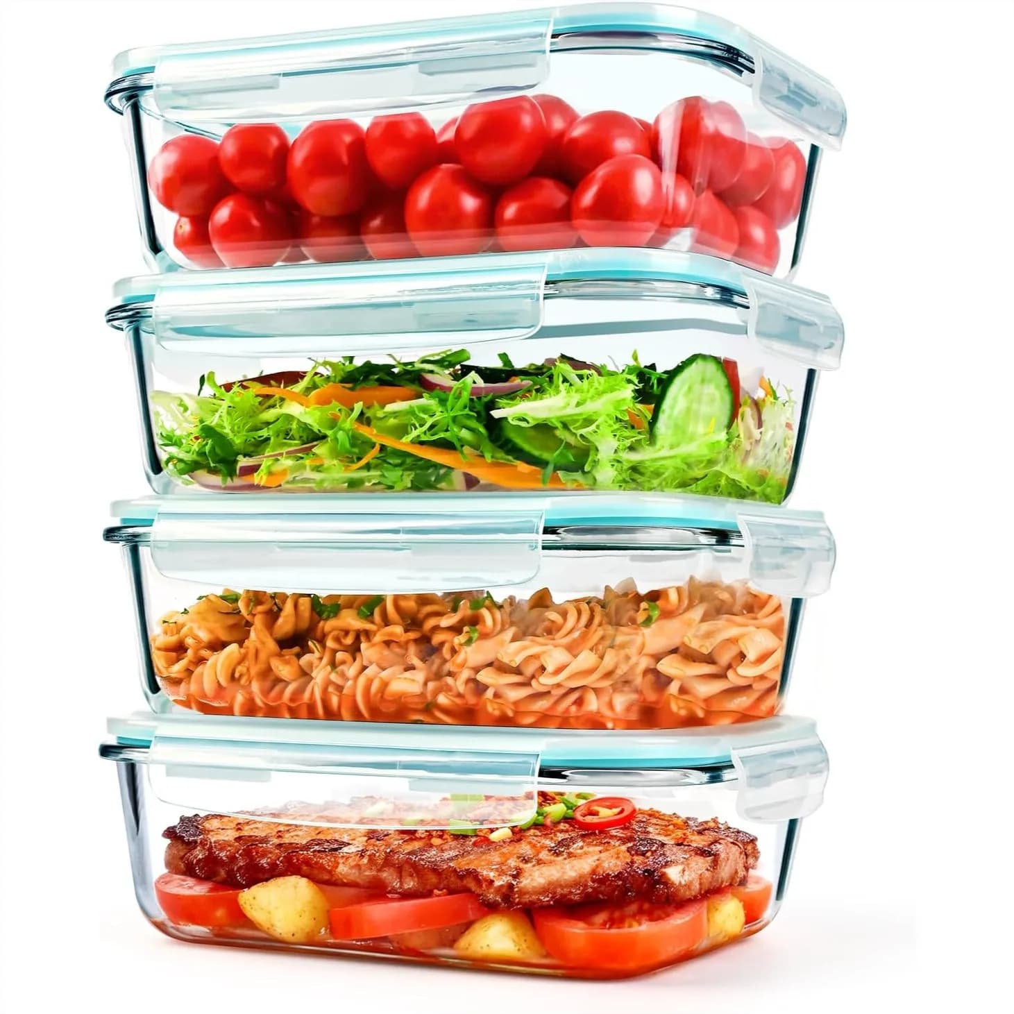 Contenitori Grandi in Vetro per Alimenti con Coperchio - Contenitori da 1,5 L per Preparazione Pasti, Cottura, Conservazione, Pranzo Ermetico