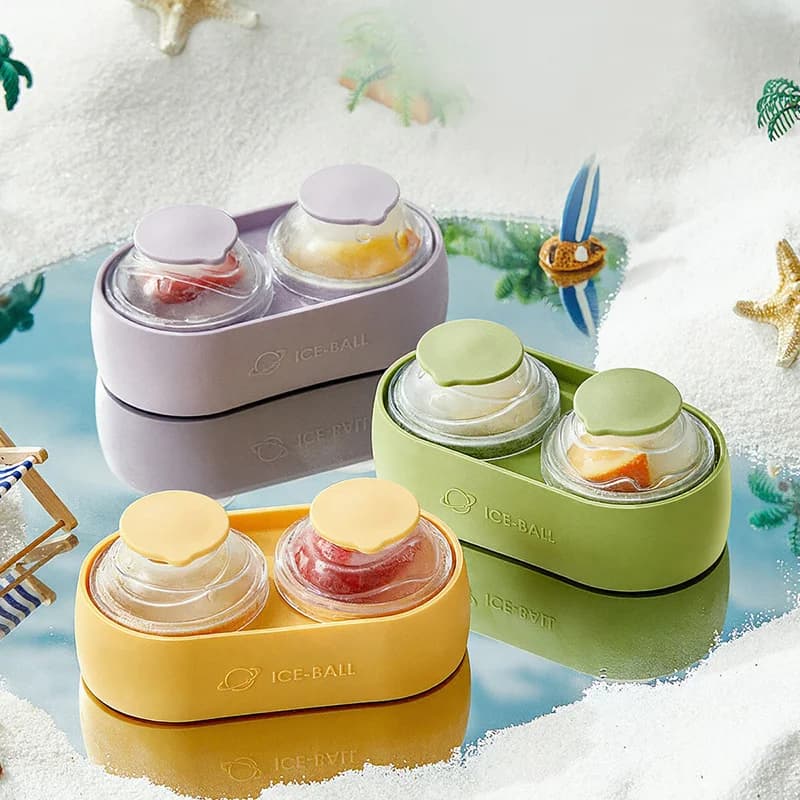 Home Use Press Circular Ice Hockey Food Grade Silicone Double Cavity Ice Tray Mold For Homemade Coffee Drinks Whiskey Cocktails