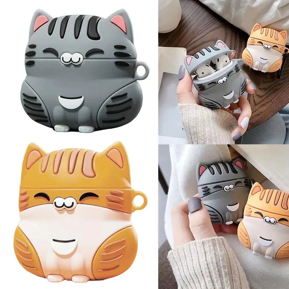 Cartoon Silicone Cute Cat Case for AirPods Pro 3, Cute Standing Silicone Cover, Shockproof Protective Shell with Lovely Design