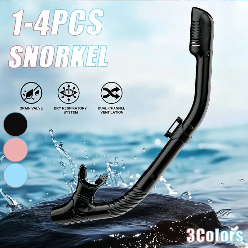 1-4 Pezzi Snorkel Professionale a Secco per Adulti, Attrezzatura Subacquea con Valvola, Tubo per Respirazione Leggero per Snorkeling in Oceano e Crociere