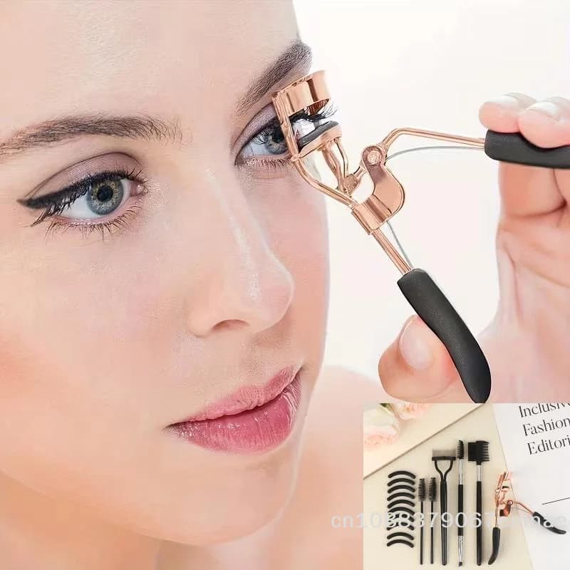 Set of 16 Pieces for Curling Women's Eyelashes with Replacement Bearings, Eyelash Grips, Clips, Mascara Ties, Brushes and Makeup Tools