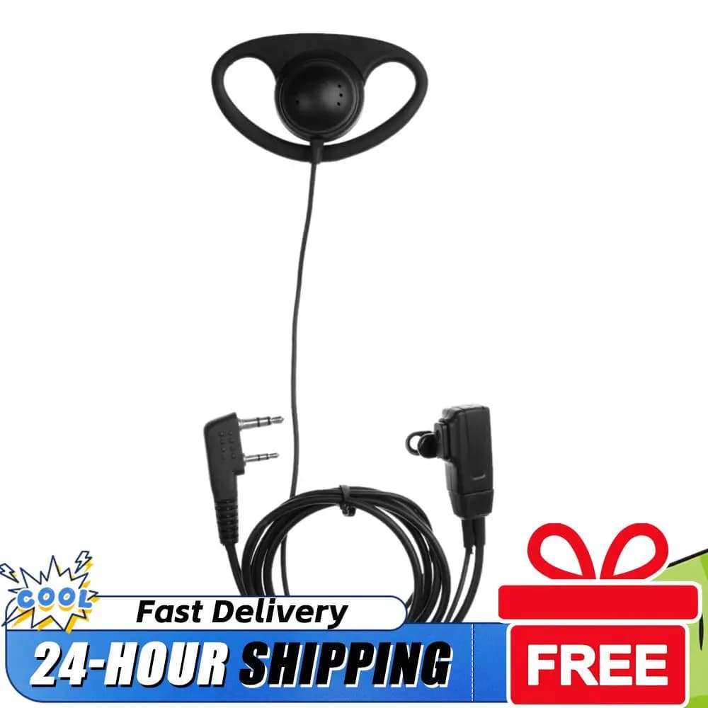 Auricolare a Forma di D per Walkie Talkie con Microfono PTT, Accessori per Radio Baofeng Kenwood Puxing TYT