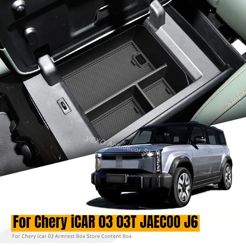 Per Chery iCAR 03 03T JAECOO J6: Organizzatore per bracciolo centrale, vassoio portaoggetti inferiore, modifica interni auto