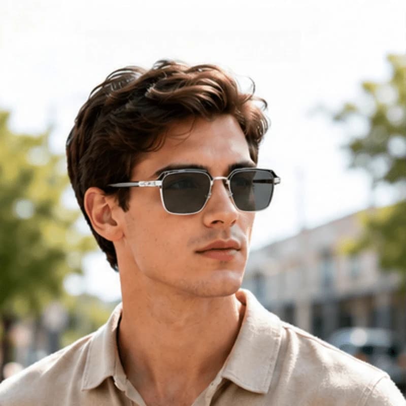 1pcs Lightweight Photochromic Square Sunglasses, UV Adaptive Lenses for Driving & Outdoor Travel
