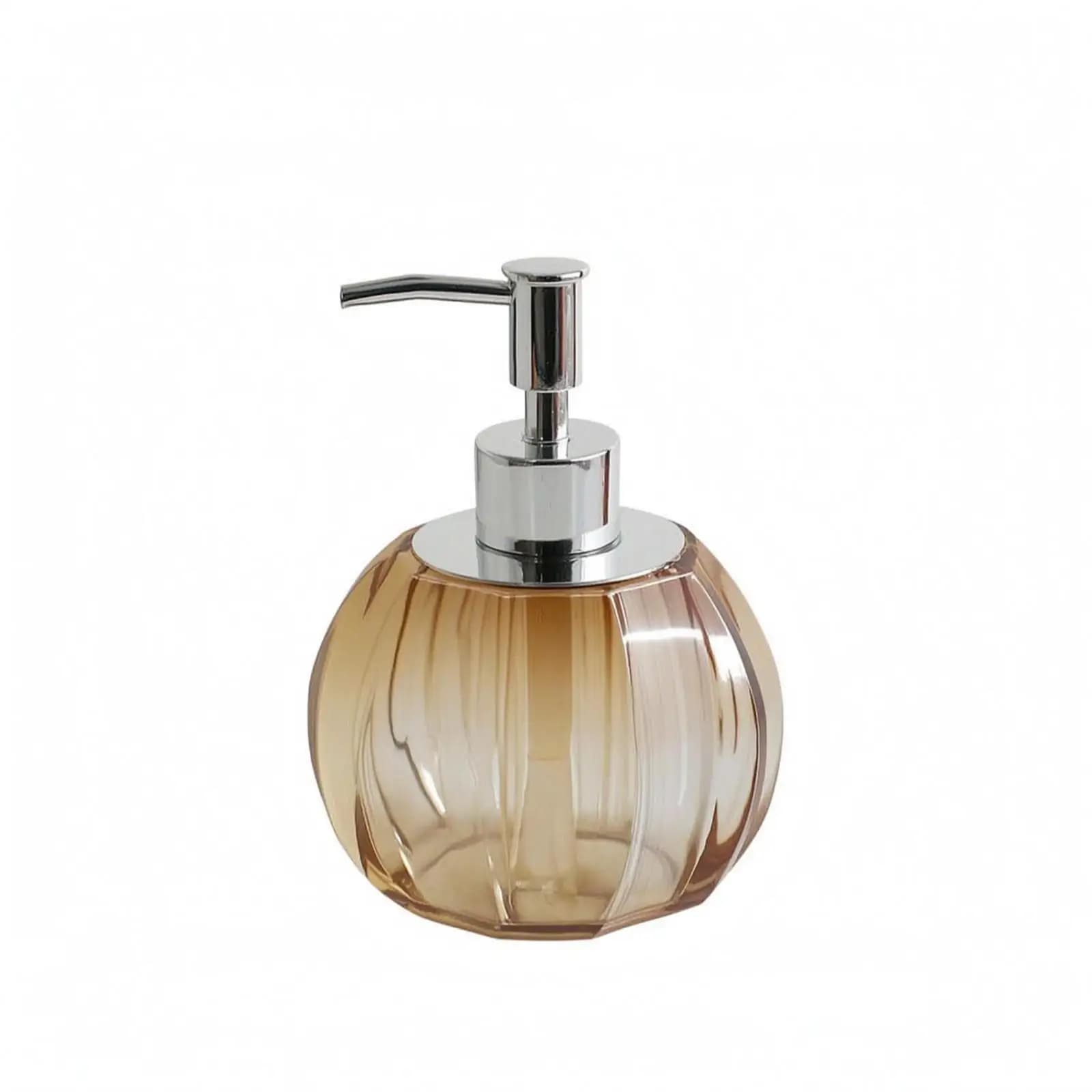 Faceted Amber Crystal Soap Dispenser Bottle for Bathroom Lavatory with Polished Pump