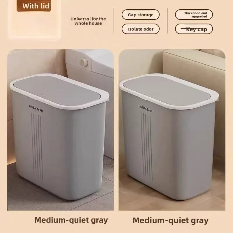 Pattumiera da bagno per uso domestico, nuova cucitura per WC con coperchio, soggiorno, cucina, secchio speciale con cucitura stretta