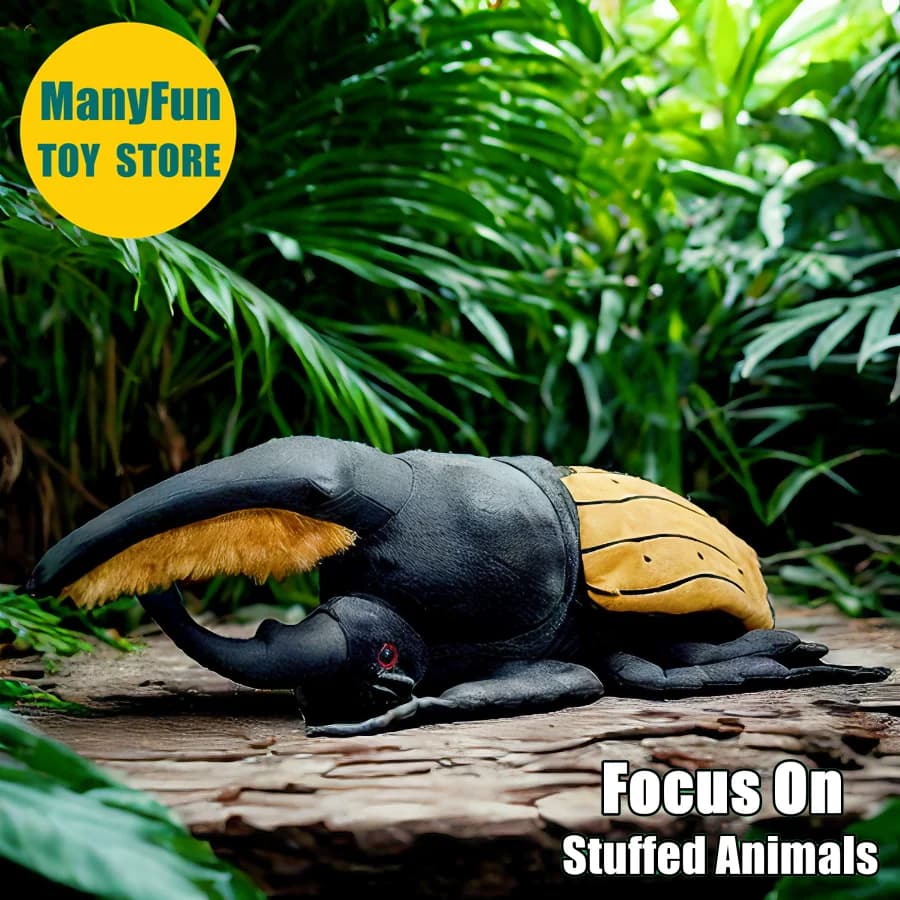 Hercules Beetle Plush Toy Realistic Dynastes Beetle Stuffed Animal Lifelike Scarab Beetle Plushie Insect Simulation Doll Lovers