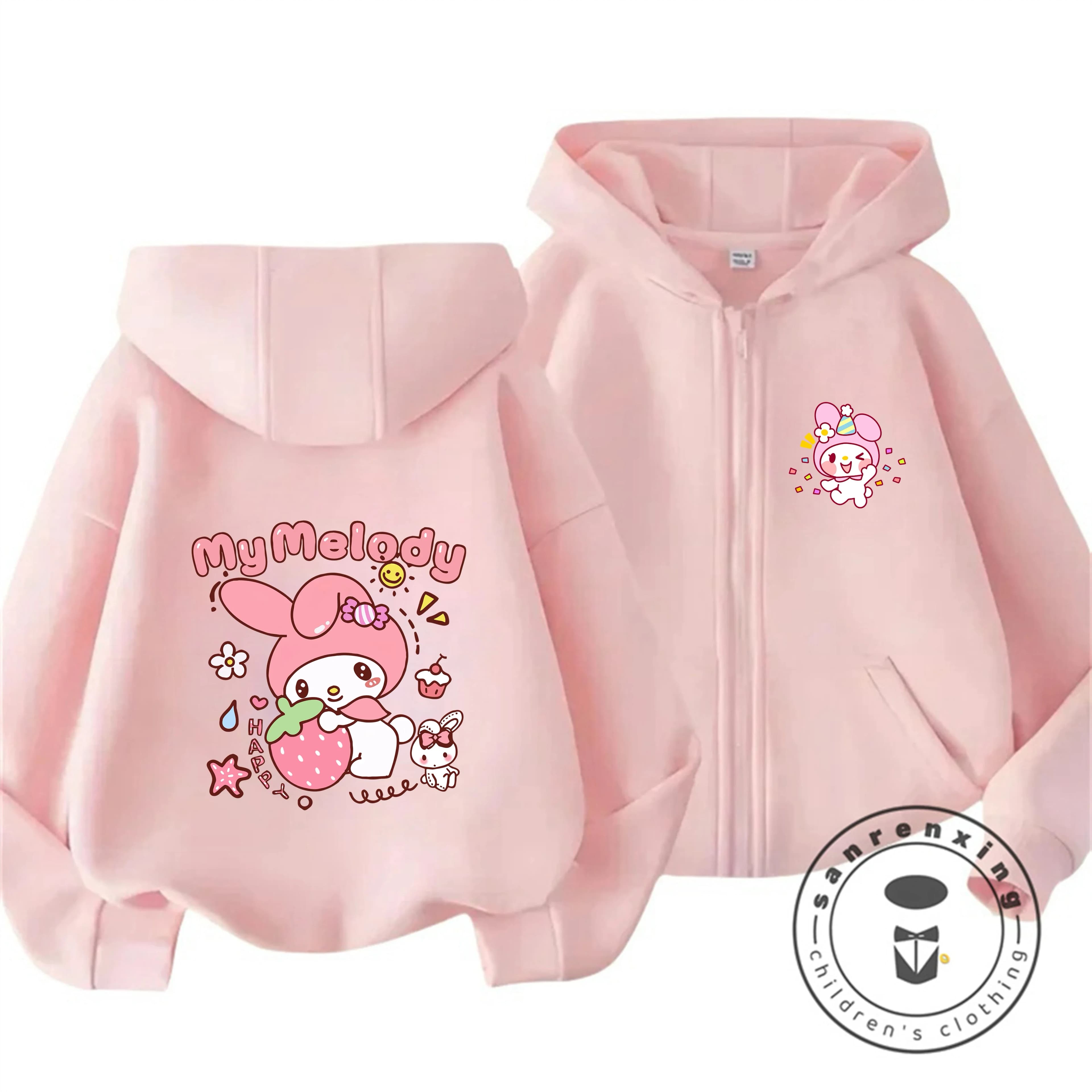 Felpa con cappuccio primaverile alla moda per bambini, dolce e giocosa, My Melody, adorabile e comoda, top alla moda per ragazzi e ragazze dai 3 ai 14 anni