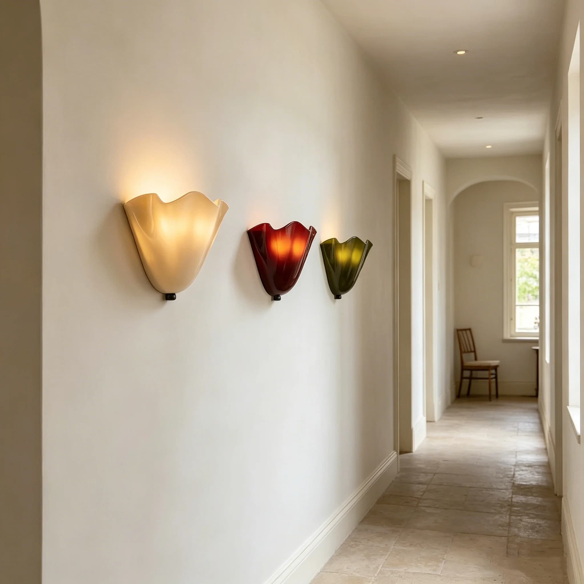 Lampada da Parete a Forma di Conchiglia Francese, Decorazione d'Interni per Soggiorno e Camera da Letto, Lampada da Parete Retrò in Vetro Colorato