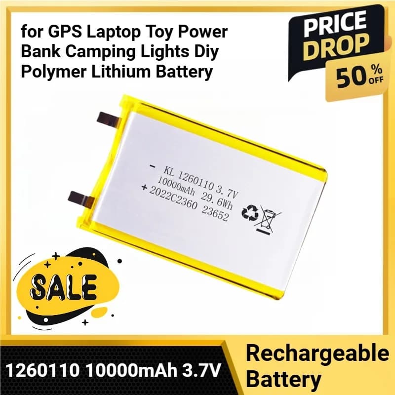 1260110 batterie ricaricabili Lipo Li-Po 10000mAh 3.7V per GPS portatile giocattolo Power Bank luci da campeggio batteria ai polimeri di litio fai da te