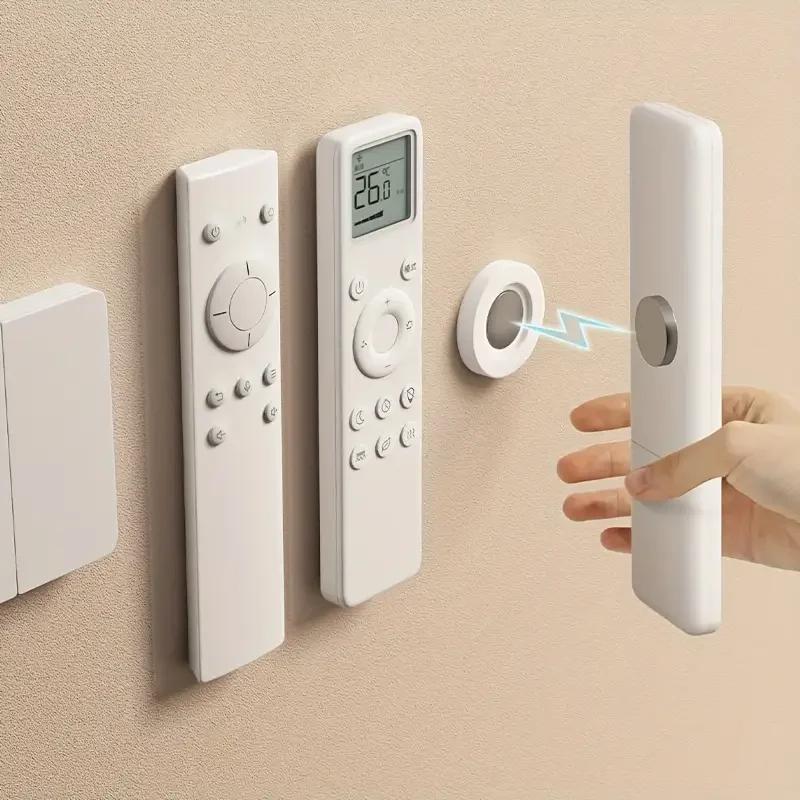 3 piece Magnetic Remote Control Stand - Wall Mount for TV/AC/DVD remote control, space saving white design