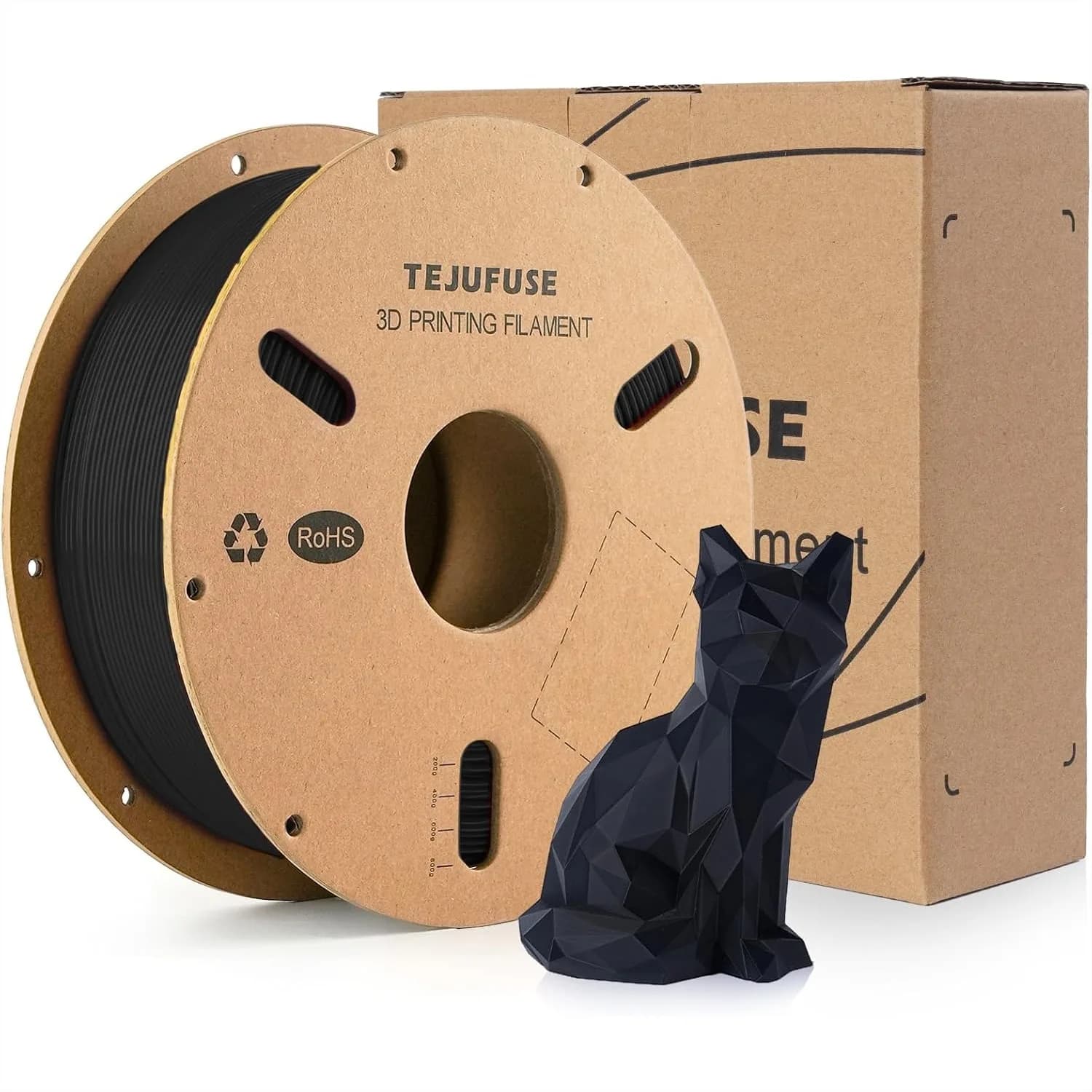 Filamento PLA per Stampante 3D 1.75mm Nero 1kg, Diametro Preciso ±0.03mm, Avvolgimento Ordinato per Alimentazione Fluida, Affidabile per Stampa Prolungata