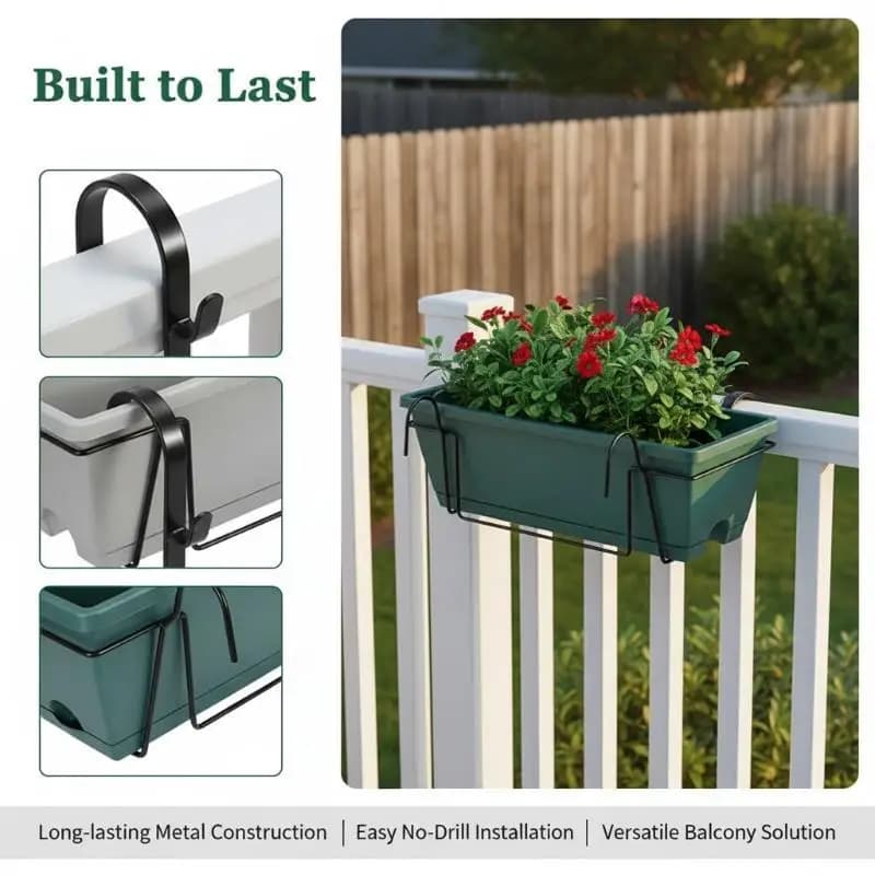 Supporto Rettangolare Regolabile per Vasi di Fiori e Verdure, per Balcone e Giardino, Salvaspazio