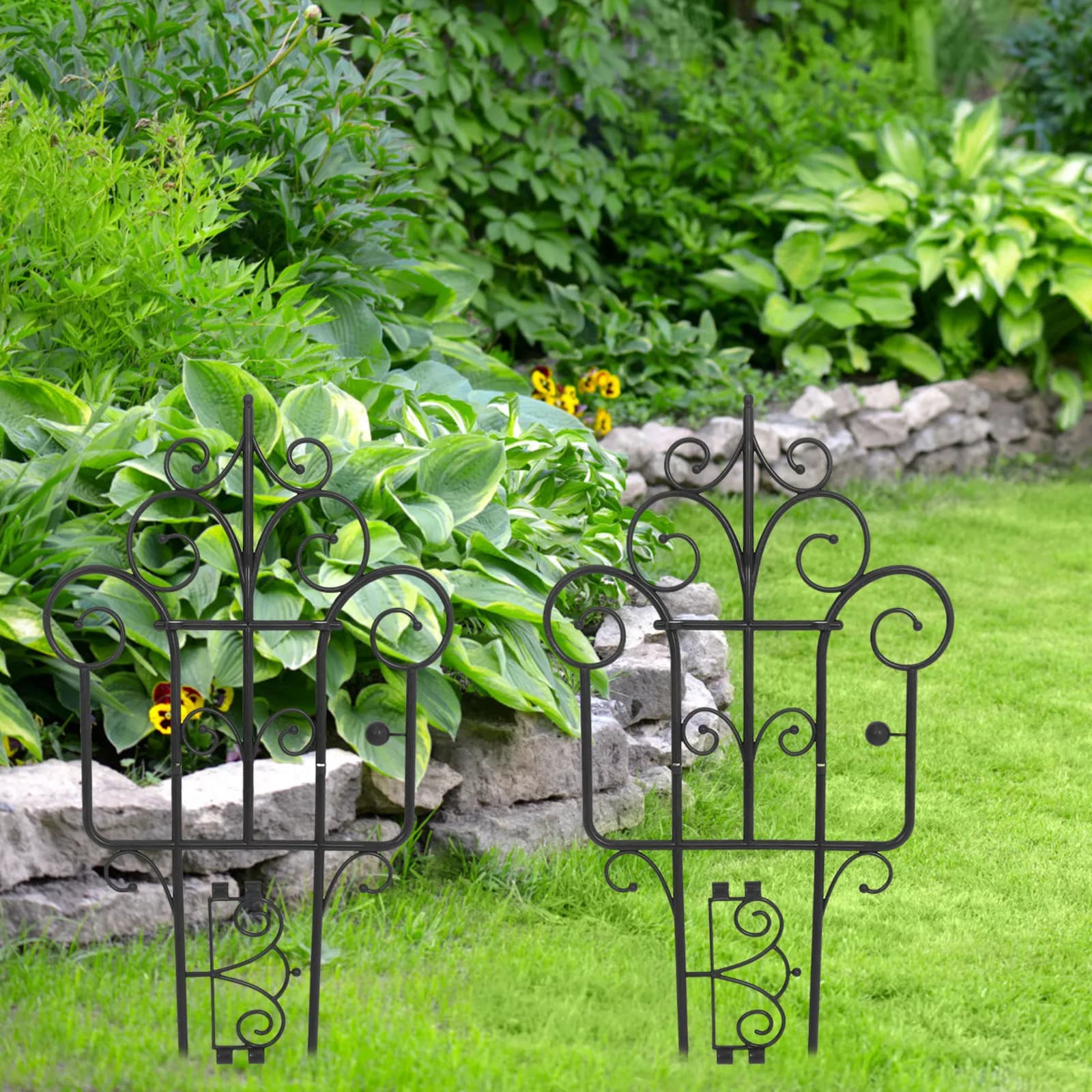 6 Sheets Plastic Garden Fence Decorative Lawn Edging Border for Flower Bed Sidewalk Yard Partition and Landscape Border