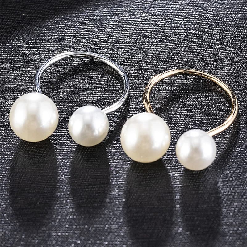 6 PC Elegant Pearls Napkin Rings Gold Christening Bangle Metal Napkin Holder Wedding Gift Bridal Shower Decor Party Supplie