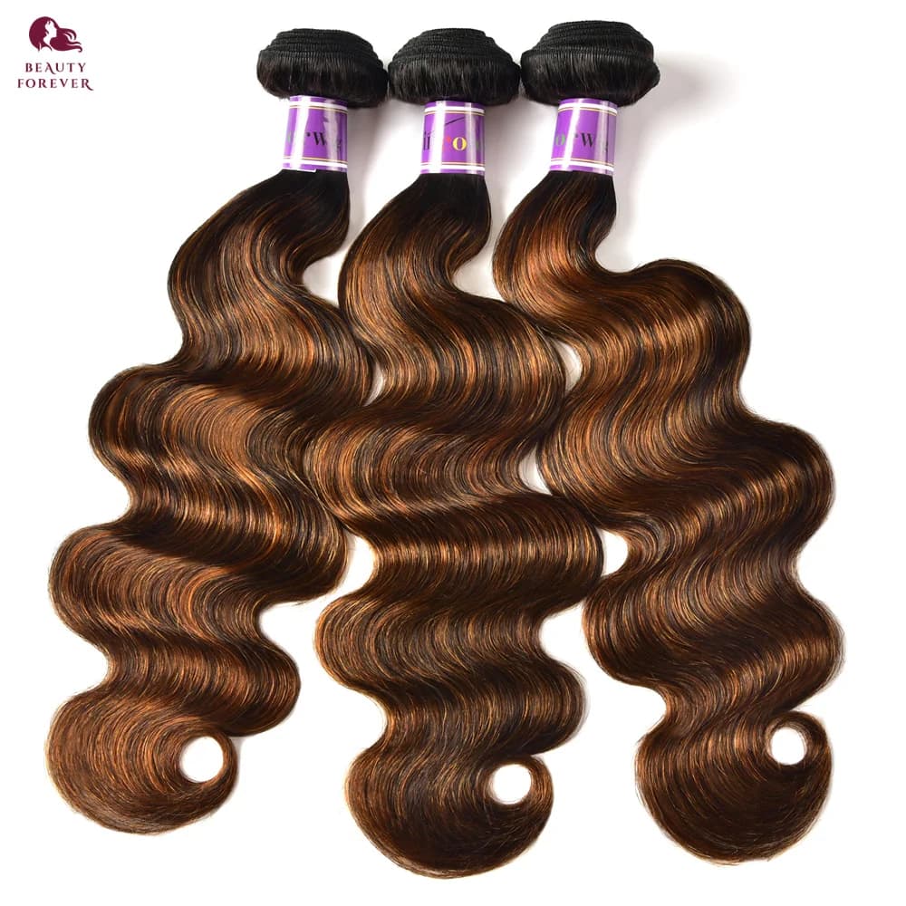 Extension of Human Hair Balayage Brown Beautyforever, Grade 12A, Brazilian Wave, 1 3 4 Fasci, Brown Ombré Textile